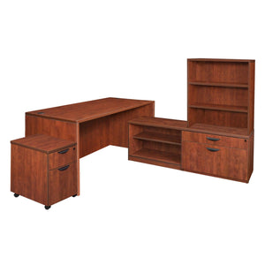 Legacy Collection 66" Hi-Low L-Desk with Open Hutch and Single Mobile Pedestal
