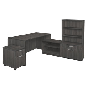 Legacy Collection 71" Hi-Low L-Desk with Open Hutch and Single Mobile Pedestal