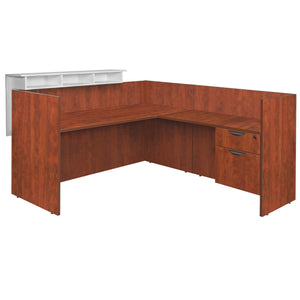 Legacy Collection Single Pedestal Reception Desk with White Transaction Top