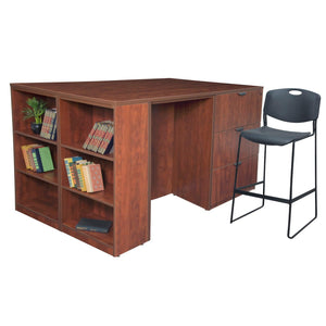 Legacy Collection Stand Up 2 Lateral File/2 Desk Quad with Bookcase End