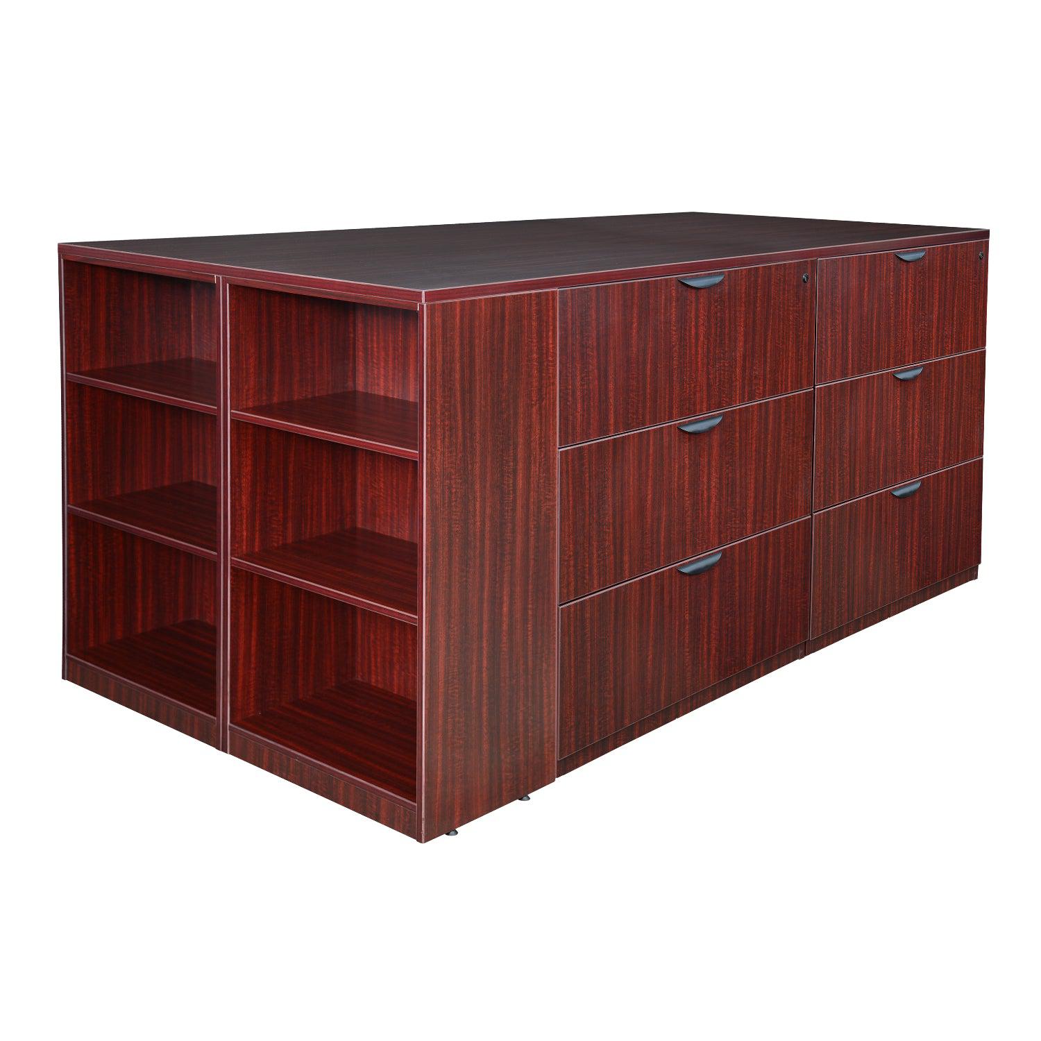 Legacy Collection Stand Up 2 Lateral File/Storage Cabinet/Desk Quad with Bookcase End