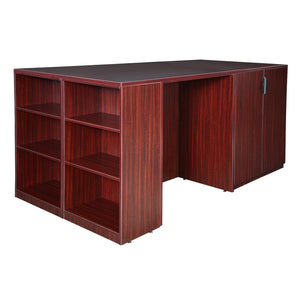 Legacy Collection Stand Up 2 Storage Cabinet/2 Desk Quad with Bookcase End