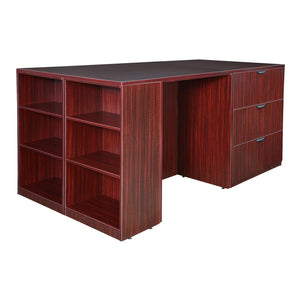 Legacy Collection Stand Up 2 Storage Cabinet/Lateral File/Desk Quad with Bookcase End