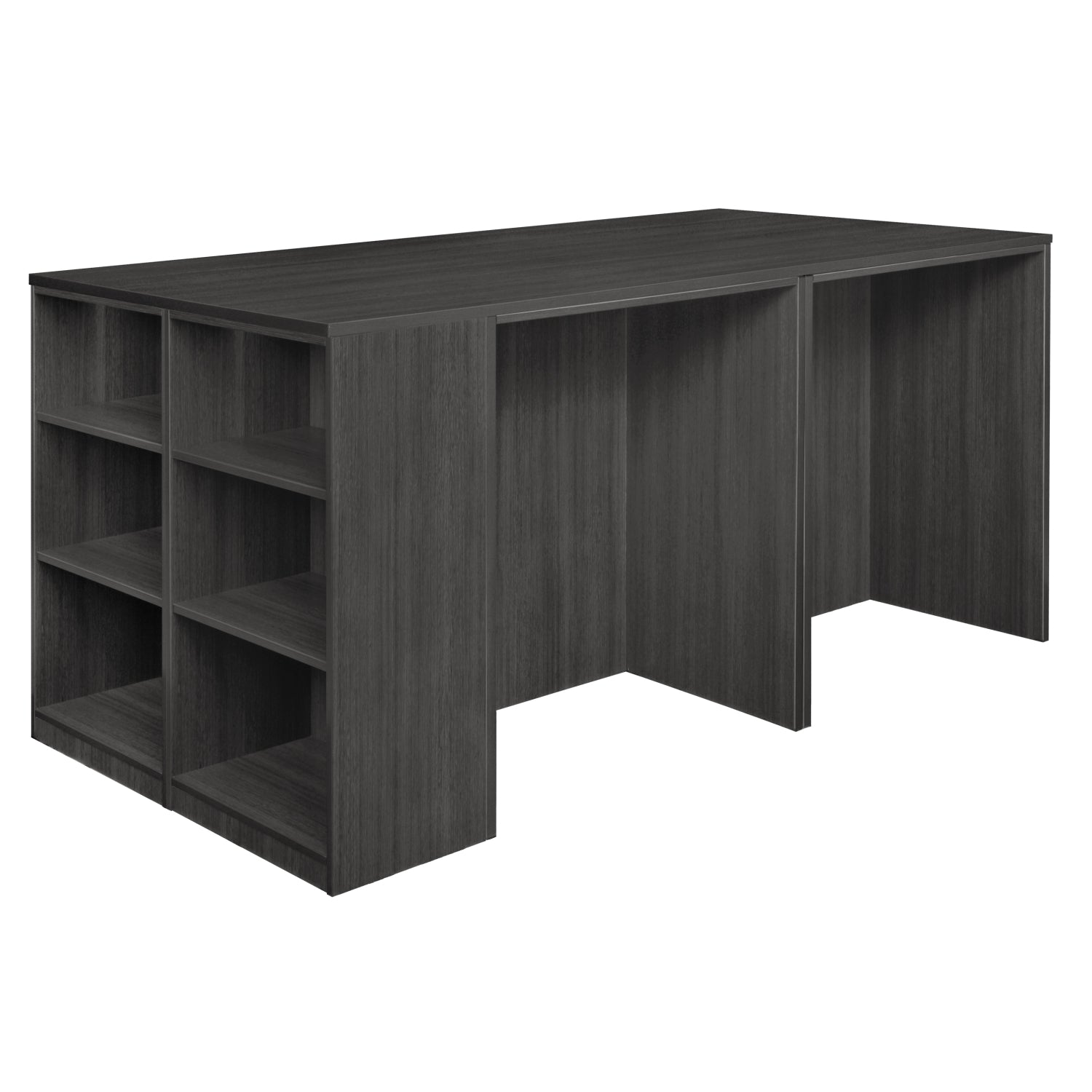 Legacy Collection Stand Up 2 Desk/Storage Cabinet/Lateral File Quad with Bookcase End