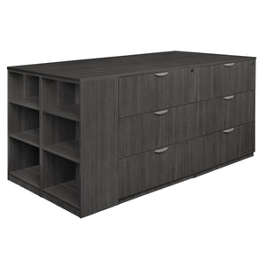 Legacy Collection Stand Up Storage Cabinet/3 Lateral File Quad with Bookcase End