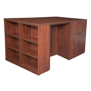 Legacy Collection Stand Up Desk/3 Lateral File Quad with Bookcase End