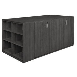 Legacy Collection Stand Up Desk/3 Storage Cabinet Quad with Bookcase End