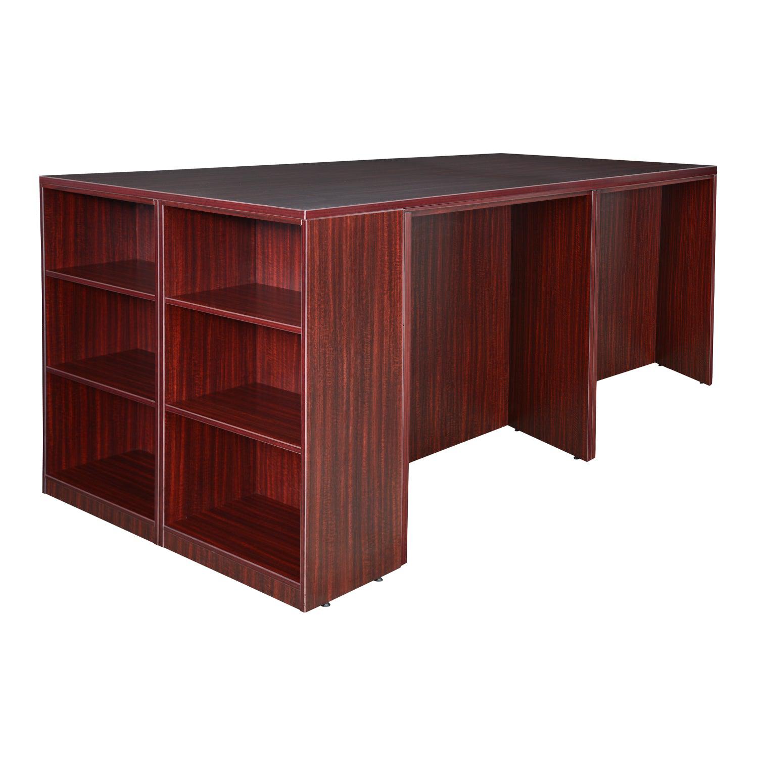Legacy Collection Stand Up Desk Quad with Bookcase End
