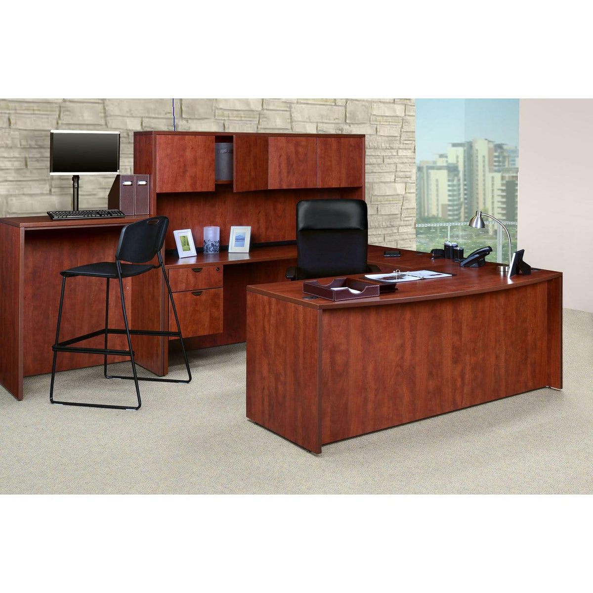 Legacy Collection 71" Double Pedestal U-Desk with 47" Bridge