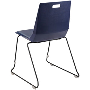 LuvraFlex Sled-Base Stack Chair, Blue Poly Back/Blue Padded Seat, Black Frame