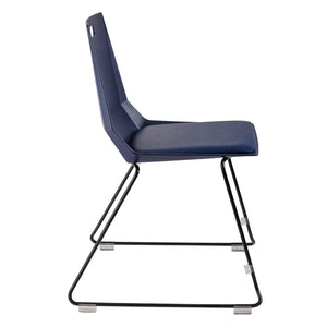 LuvraFlex Sled-Base Stack Chair, Blue Poly Back/Blue Padded Seat, Black Frame