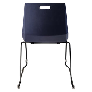 LuvraFlex Sled-Base Stack Chair, Blue Poly Back/Blue Padded Seat, Black Frame