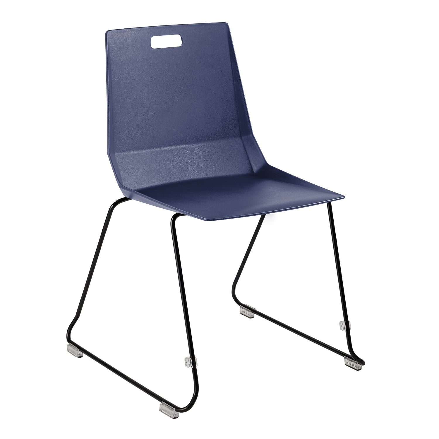LuvraFlex Sled-Base Stack Chair, Blue Poly Back/Seat, Black Frame