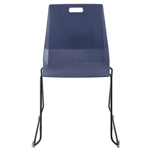 LuvraFlex Sled-Base Stack Chair, Blue Poly Back/Seat, Black Frame