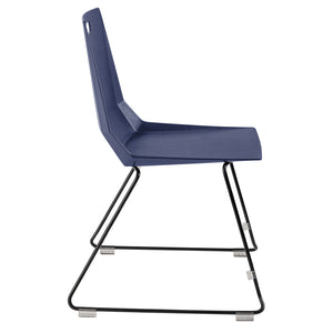 LuvraFlex Sled-Base Stack Chair, Blue Poly Back/Seat, Black Frame