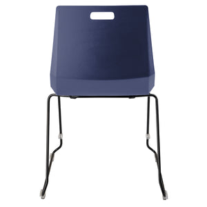 LuvraFlex Sled-Base Stack Chair, Blue Poly Back/Seat, Black Frame