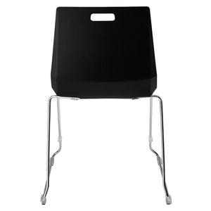 LuvraFlex Sled-Base Stack Chair, Black Poly Back/Blue Padded Seat, Chrome Frame