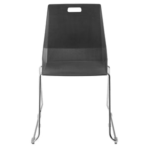 LuvraFlex Sled-Base Stack Chair, Black Poly Back/Seat, Chrome Frame