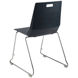 LuvraFlex Sled-Base Stack Chair, Black Poly Back/Seat, Chrome Frame