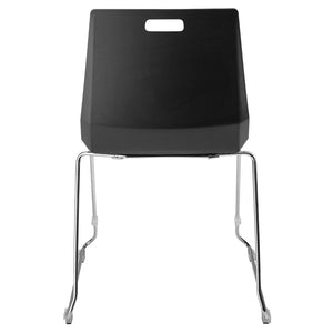 LuvraFlex Sled-Base Stack Chair, Black Poly Back/Seat, Chrome Frame