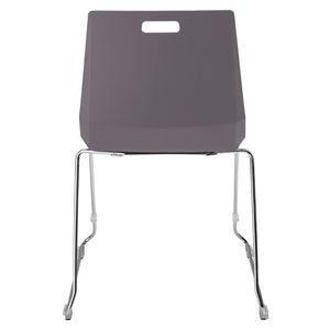 LuvraFlex Sled-Base Stack Chair, Charcoal Poly Back/Blue Padded Seat, Chrome Frame