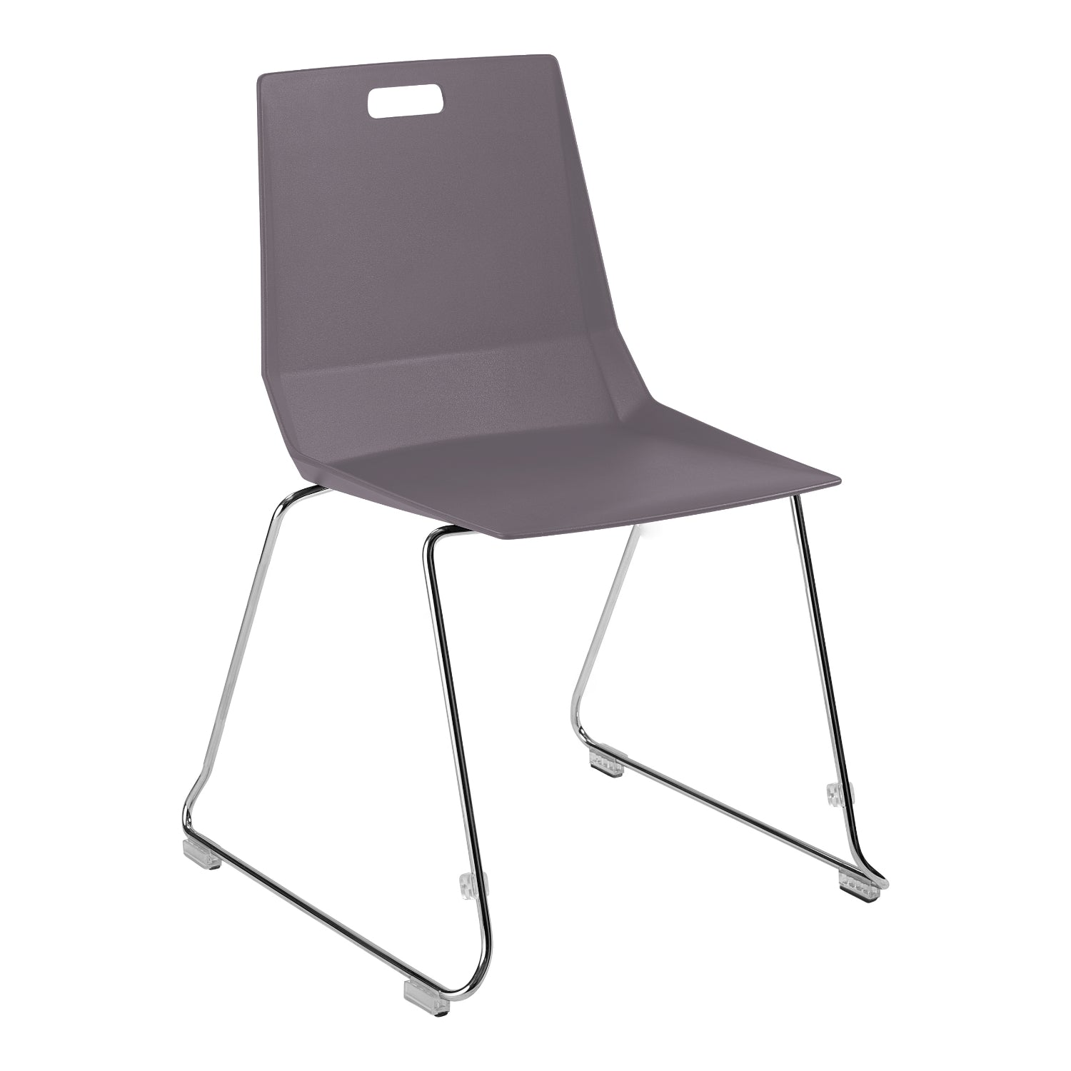 LuvraFlex Sled-Base Stack Chair, Charcoal Poly Back/Seat, Chrome Frame