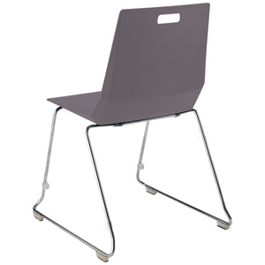 LuvraFlex Sled-Base Stack Chair, Charcoal Poly Back/Seat, Chrome Frame