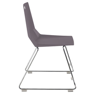 LuvraFlex Sled-Base Stack Chair, Charcoal Poly Back/Seat, Chrome Frame