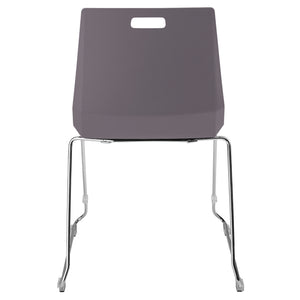 LuvraFlex Sled-Base Stack Chair, Charcoal Poly Back/Seat, Chrome Frame