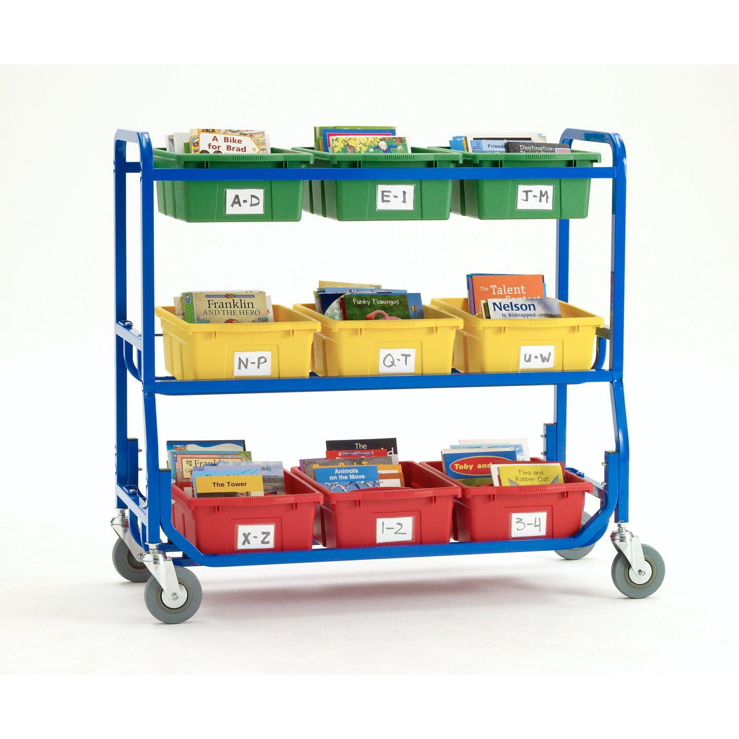 Library on Wheels with 9 Large Tubs