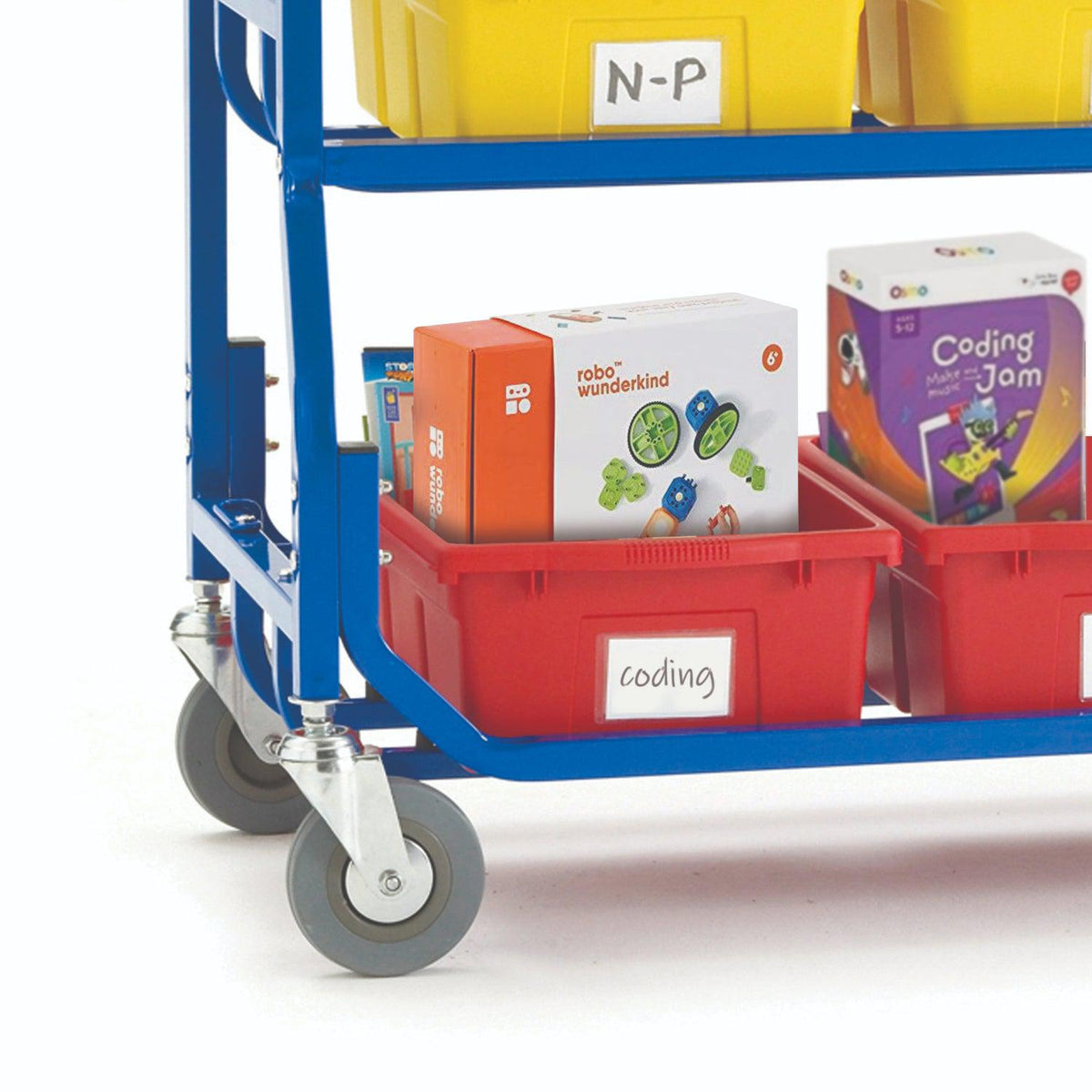 Library on Wheels with 9 Large Tubs - NextGen Furniture, Inc.