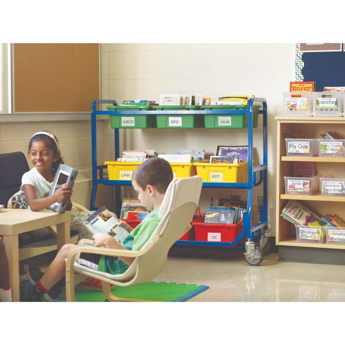 Library on Wheels with 9 Large Tubs