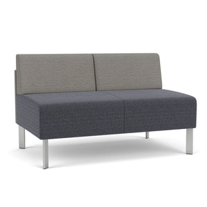 Luxe Collection Reception Seating, Armless Loveseat, Designer Fabric Upholstery, FREE SHIPPING