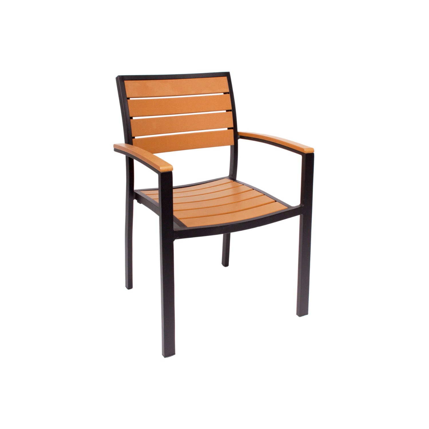 Largo Collection Outdoor/Indoor Stacking Aluminum Armchair with Synthetic Teak Slats