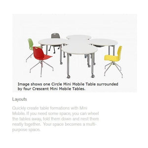 Muzo Kite® Mini Mobile Flip-Top Folding/Nesting Table, 42" Crescent
