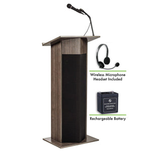 Power Plus Sound Lectern and Rechargeable Battery with Wireless Headset Mic