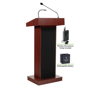 Orator Sound Lectern and Rechargeable Battery with Wireless Tie Clip/Lavalier Mic
