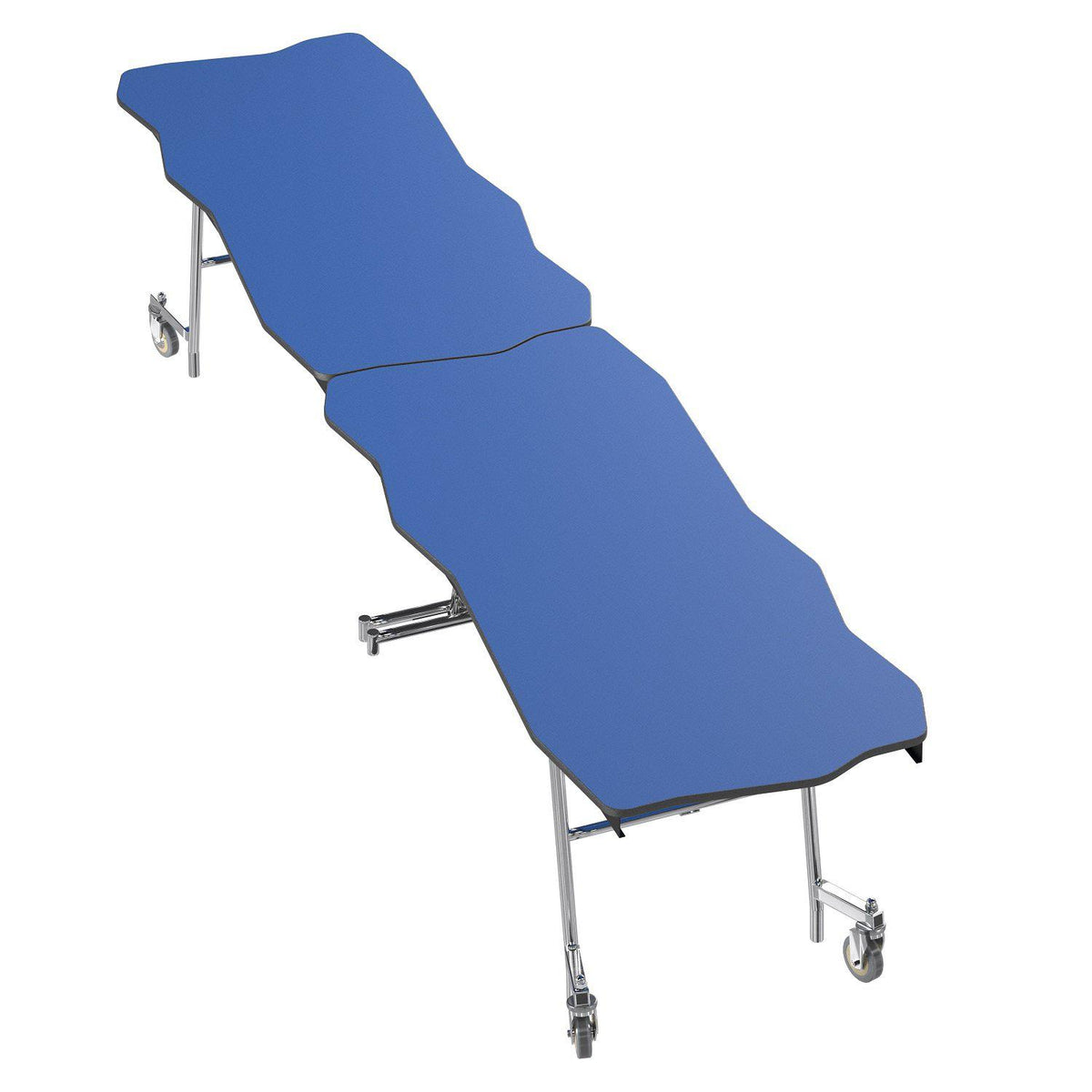 Mobile Shape Cafeteria Table, 10' Bedrock, Particleboard Core, Vinyl T-Mold Edge, Chrome Frame