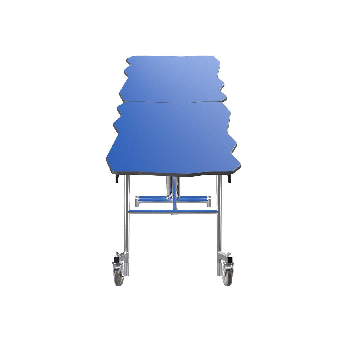 Mobile Shape Cafeteria Table, 12' Bedrock, Particleboard Core, Vinyl T-Mold Edge, Chrome Frame