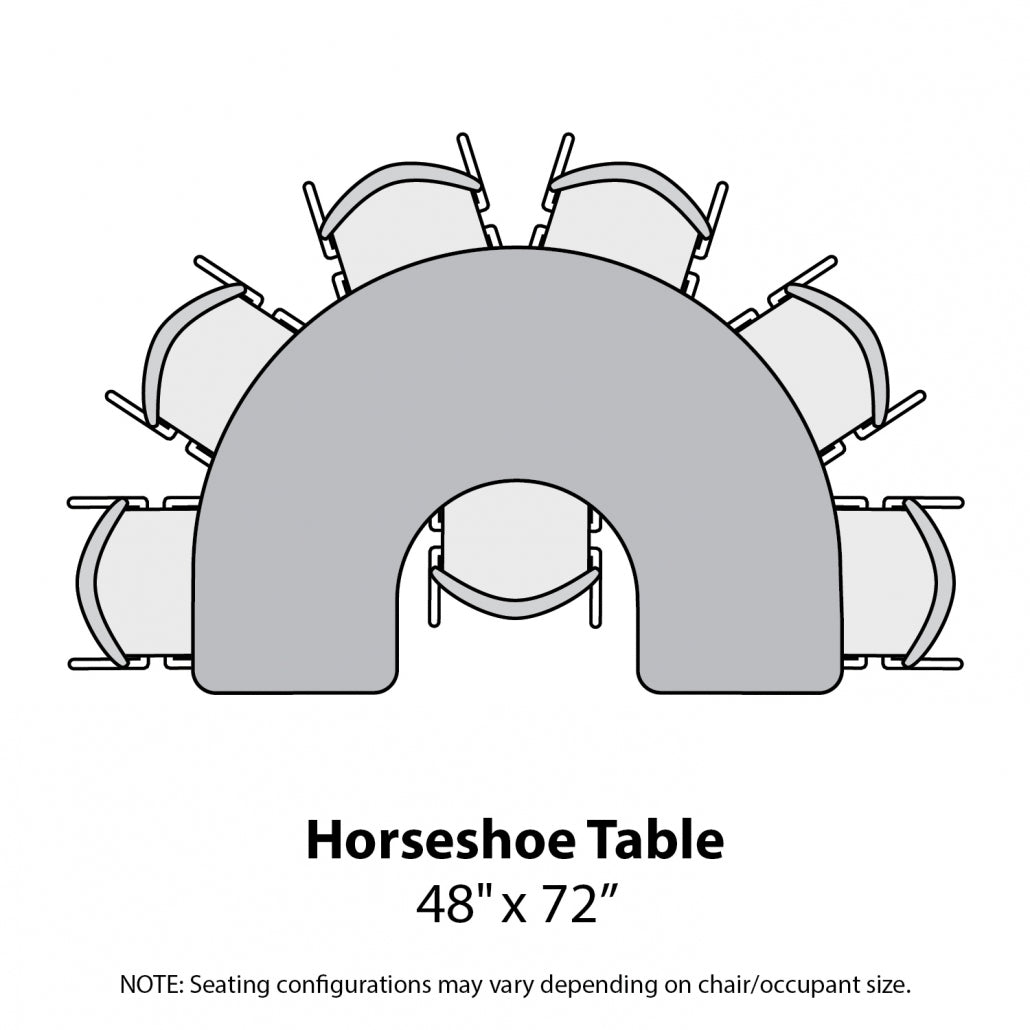 USA Capitol 36x72 Half Horseshoe Table
