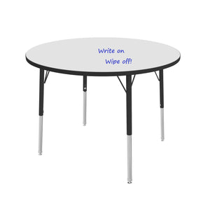 MG Series Adjustable Height Activity Table with Dry Erase Laminate Markerboard Top, 36" Round