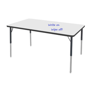 MG Series Adjustable Height Activity Table with White Dry Erase Markerboard Top, 42" x 60" Rectangle