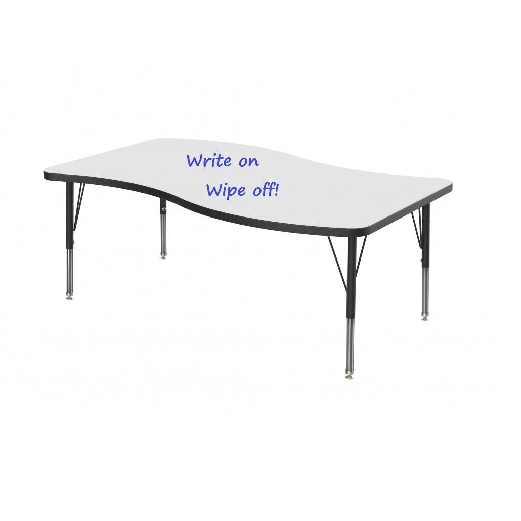 MG Series Adjustable Height Activity Table with Dry Erase Laminate Markerboard Top, 30" x 54" Wave