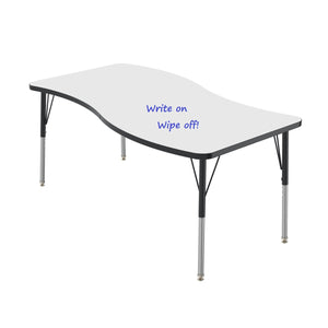 MG Series Adjustable Height Activity Table with White Dry Erase Markerboard Top, 30" x 60" Wave