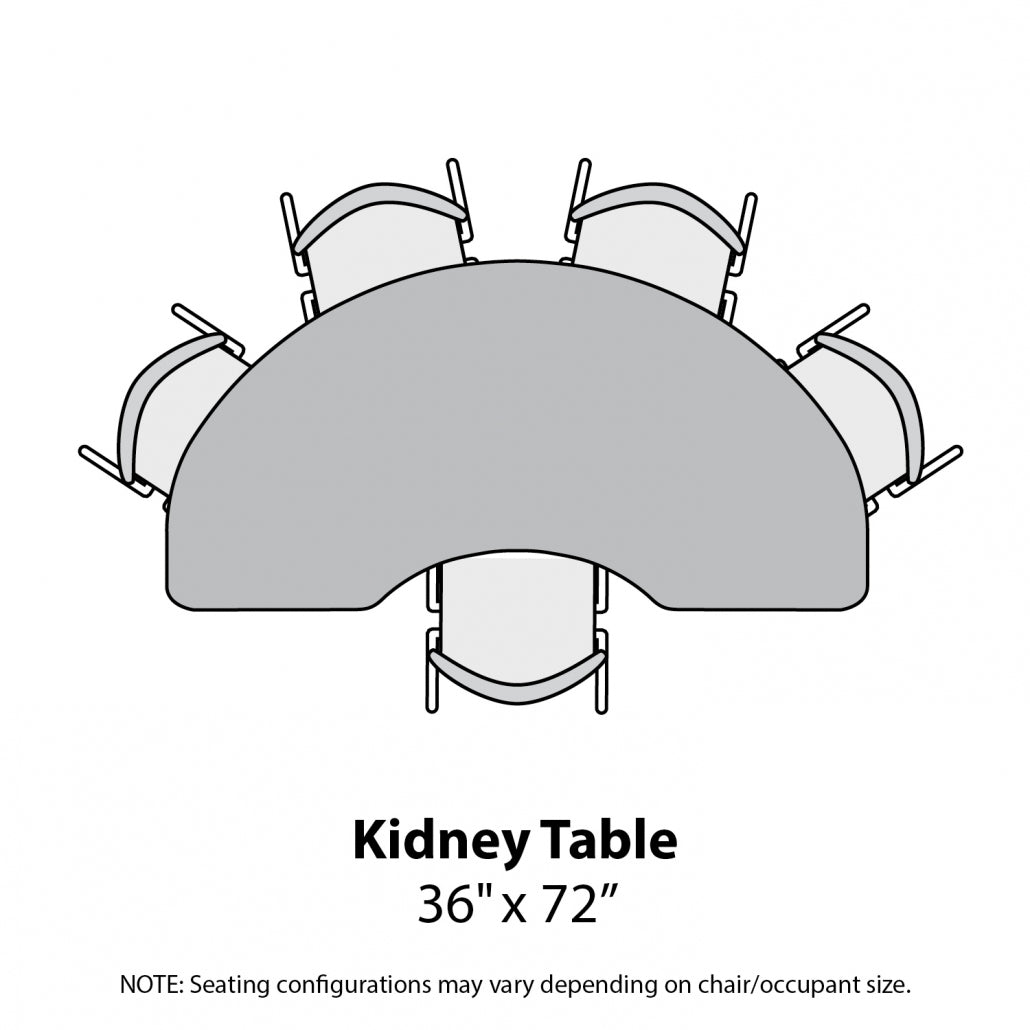 MG Series Adjustable Height Activity Table, 36" x 72" Kidney