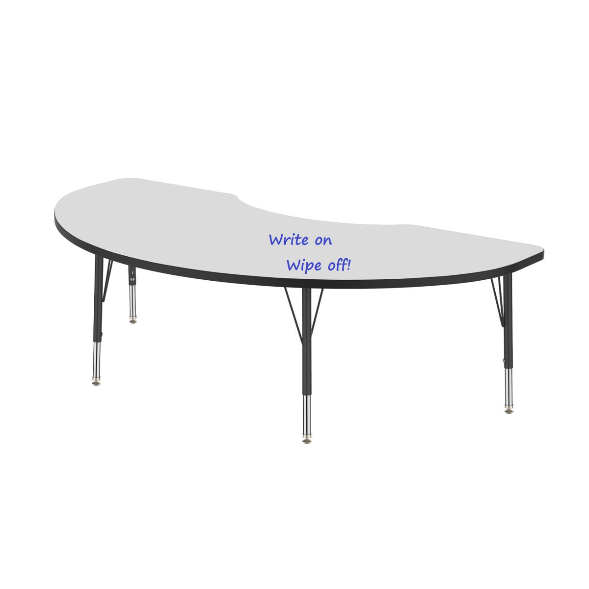 MG Series Adjustable Height Activity Table with Dry Erase Laminate Markerboard Top, 36" x 72" Kidney