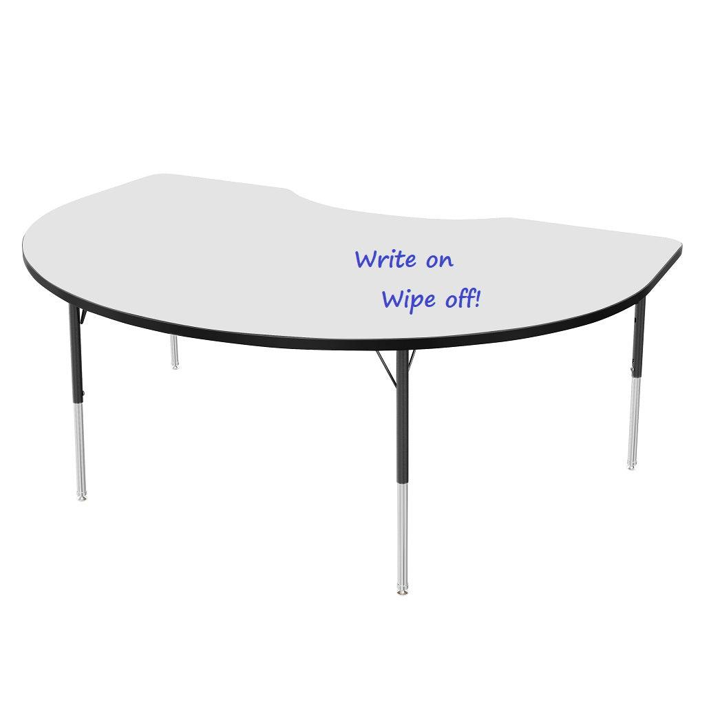MG Series Adjustable Height Activity Table with Dry Erase Laminate Markerboard Top, 48" x 72" Kidney