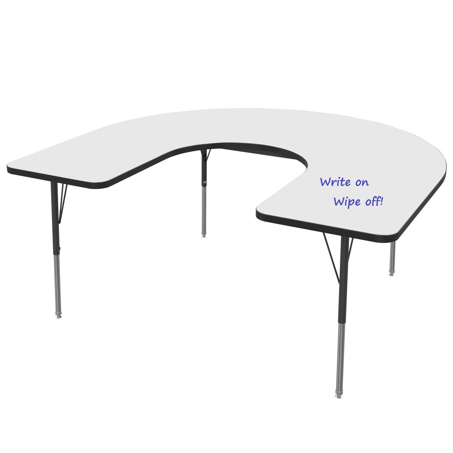 MG Series Adjustable Height Activity Table with White Dry Erase Markerboard Top, 60" x 66" Horseshoe