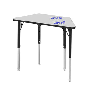 MG Series Adjustable Height Activity Table with Dry Erase Laminate Markerboard Top, 24" x 48" Trapezoid