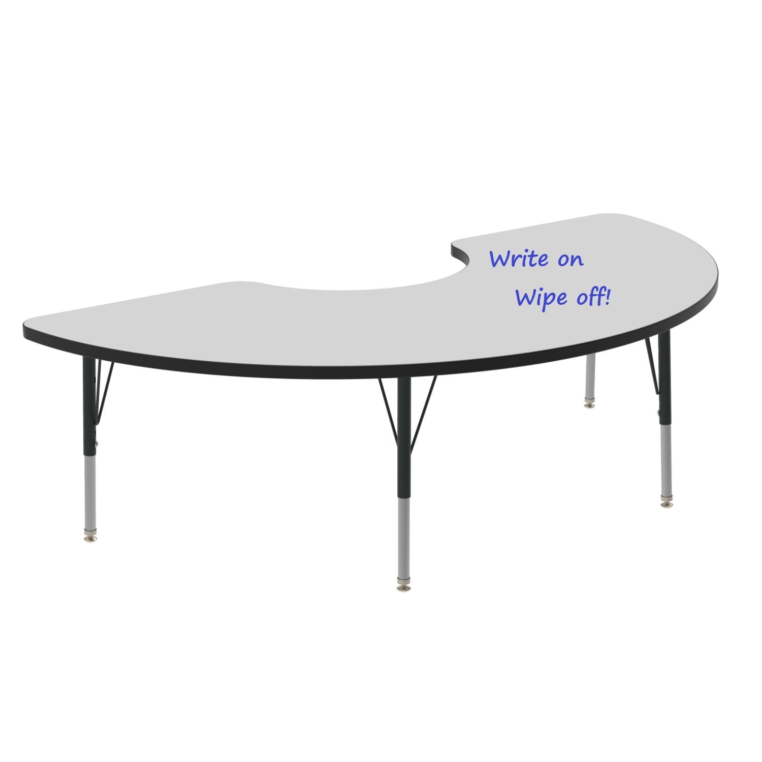 MG Series Adjustable Height Activity Table with White Dry Erase Markerboard Top, 36" x 72" Half Moon